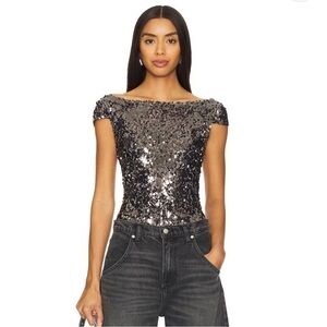 Free People x Intimately FP Late Last Night Tee in Gunmetal